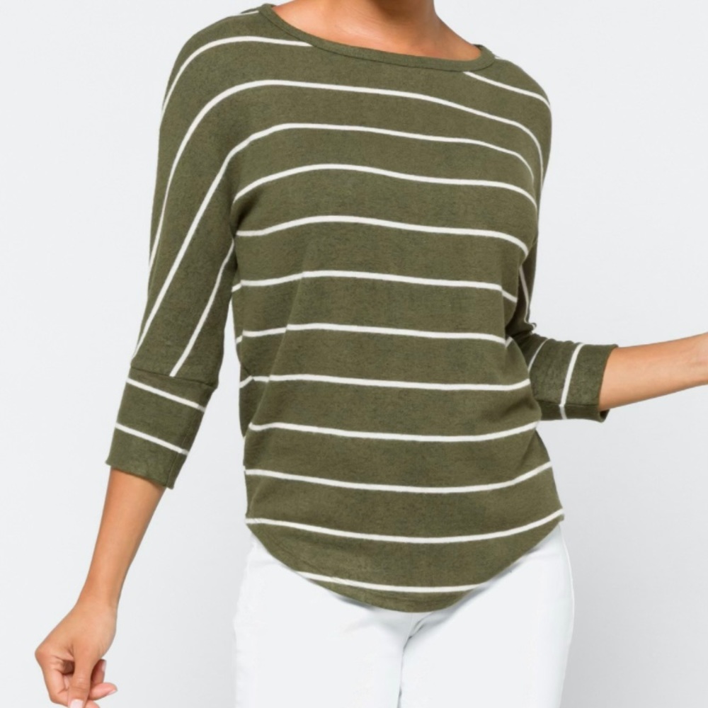 Mix by 41 Hawthorn Corinna Brushed Dolman Knit Top, Striped, Size M